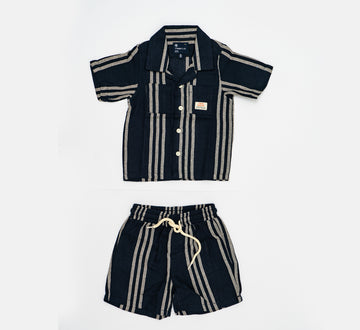 Striped Cotton Shirt and Shorts Set