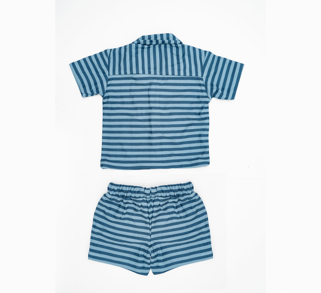 Lines Textured Shirt and Shorts Set