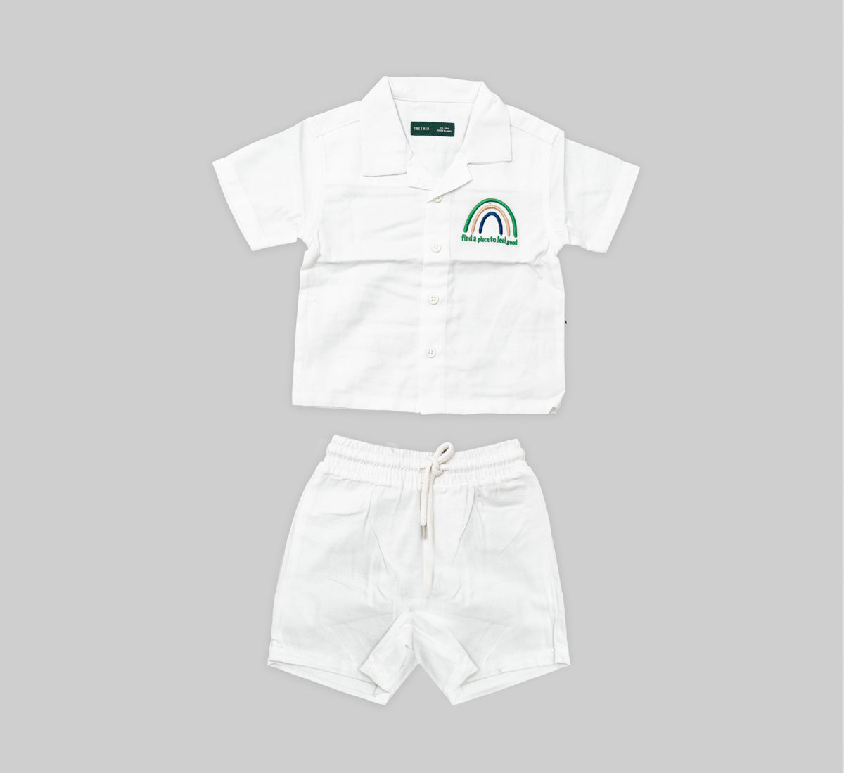 Textured Camp Collar Shirt and Shorts Set