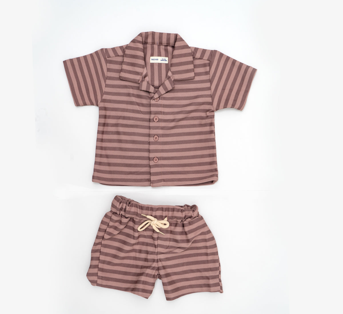 Lines Textured Shirt and Shorts Set