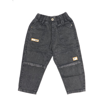 Full Length Jeans with Pockets and Button Closure