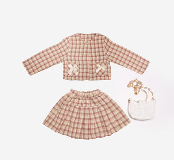 CHEQUERED TOP & SKIRT 3 PCS SET