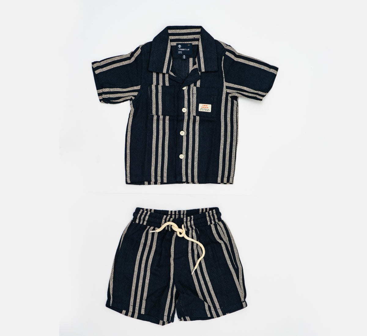 Striped Cotton Shirt and Shorts Set