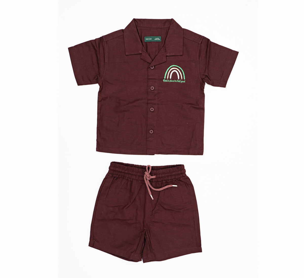 Textured Camp Collar Shirt and Shorts Set