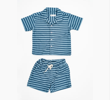 Lines Textured Shirt and Shorts Set