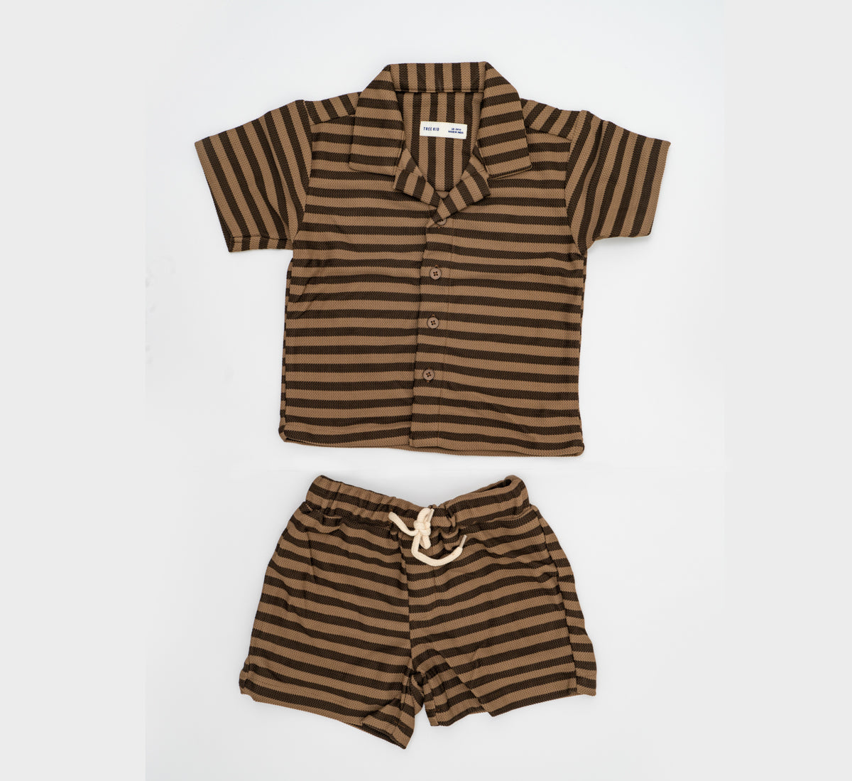 Lines Textured Shirt and Shorts Set