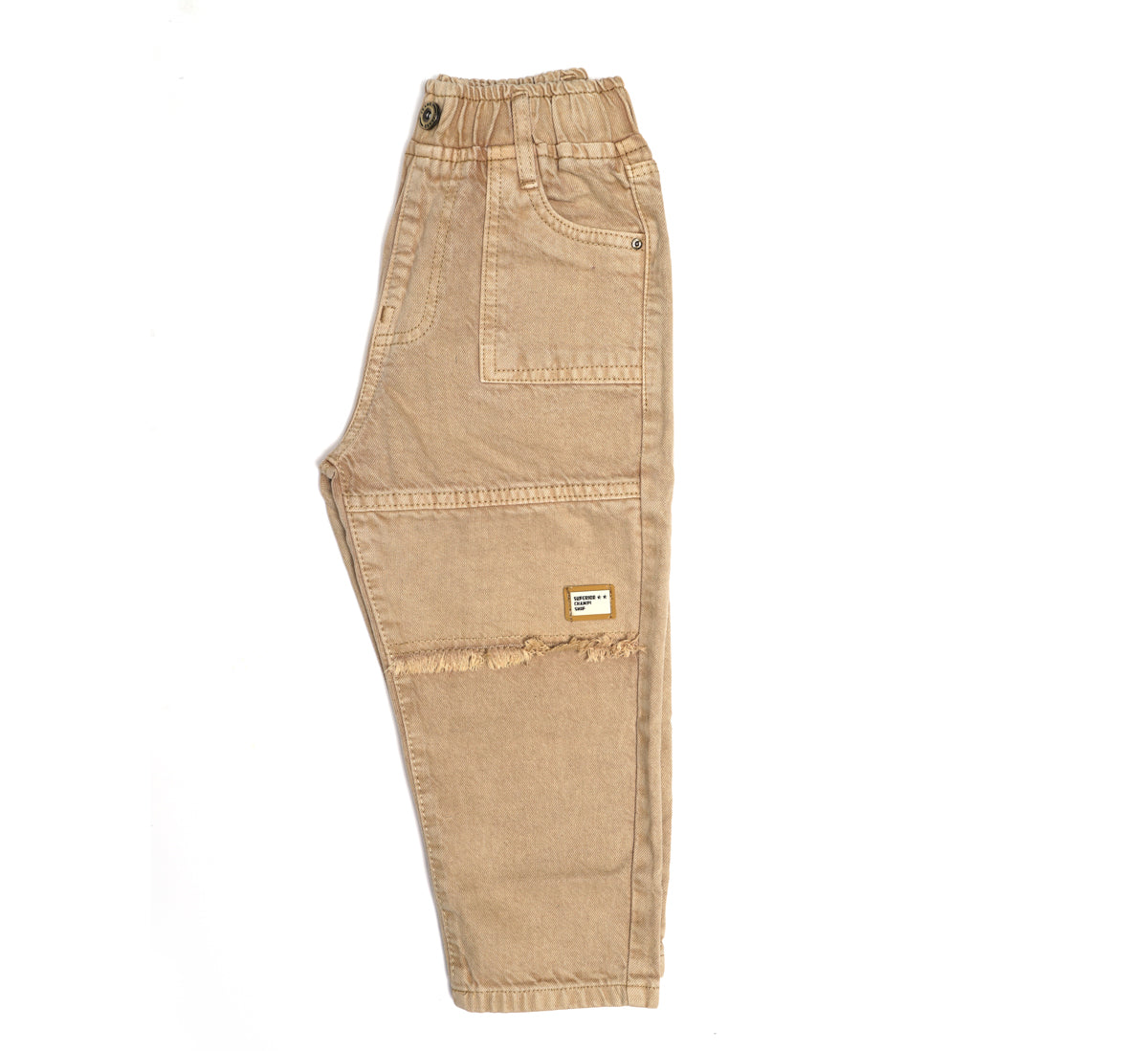 Full Length Jeans with Pockets and Button Closure