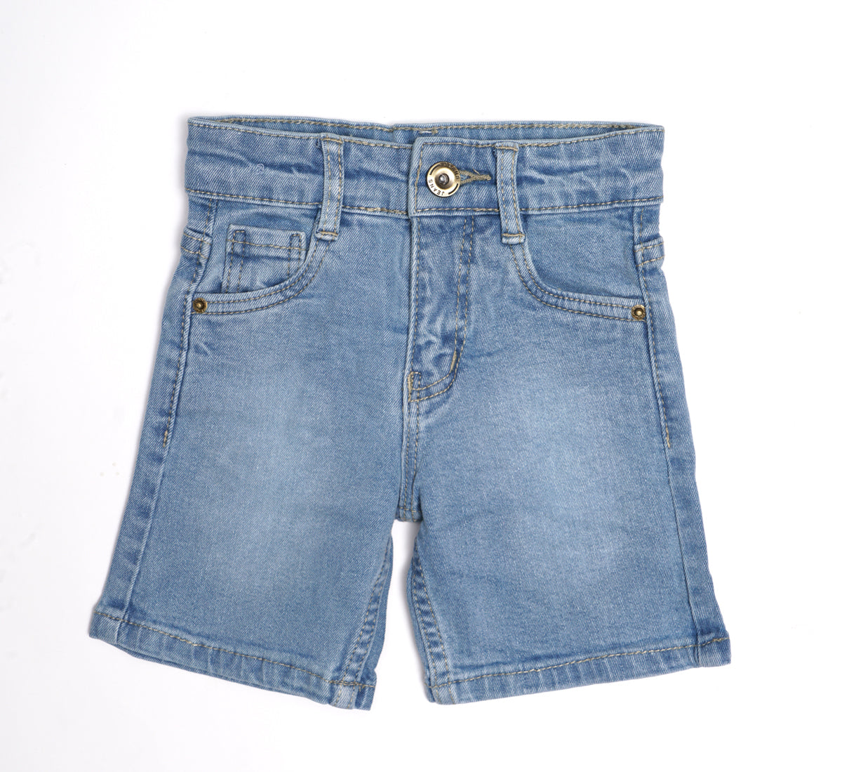 Plain Denim Shorts with Pockets