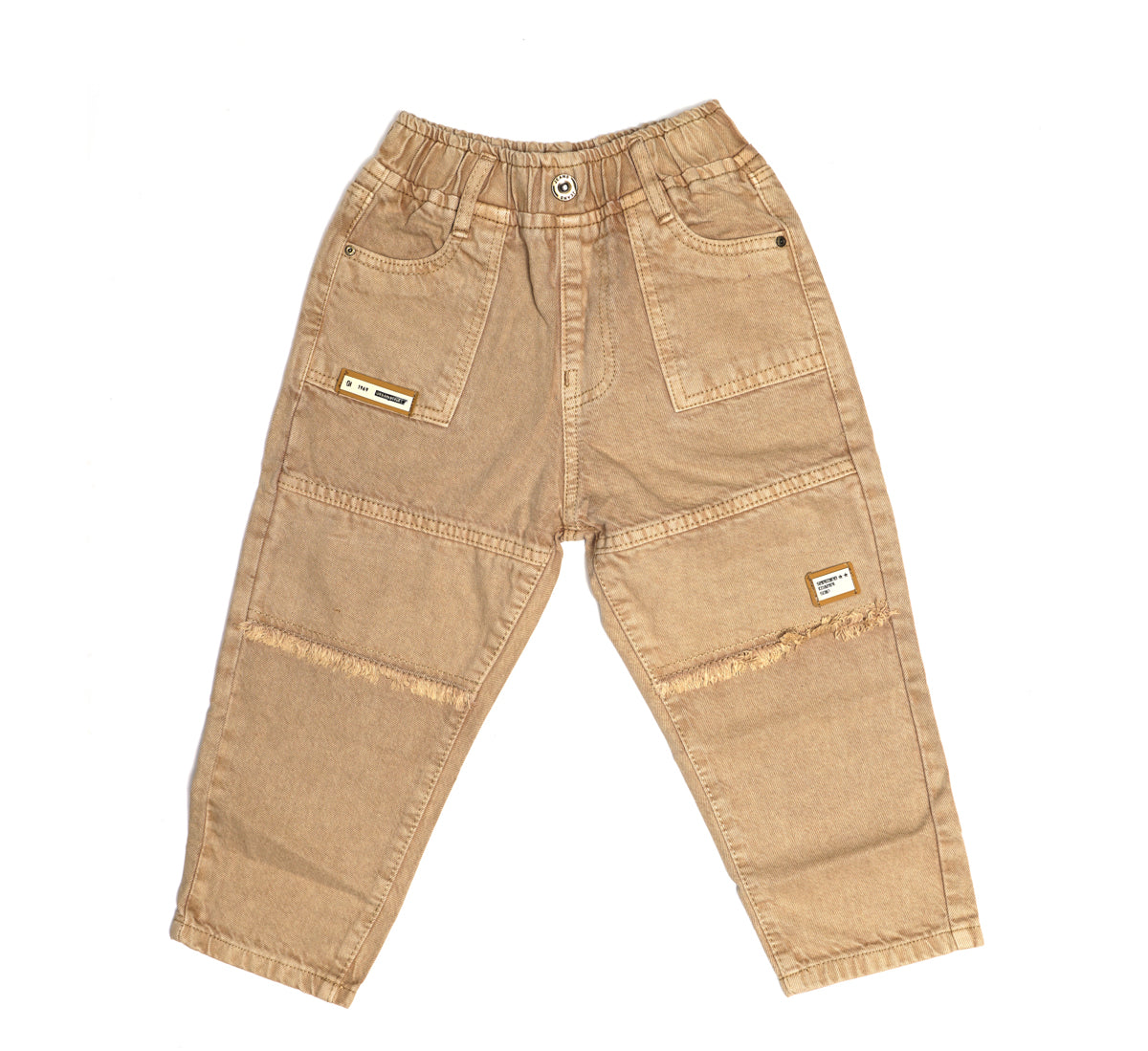 Full Length Jeans with Pockets and Button Closure