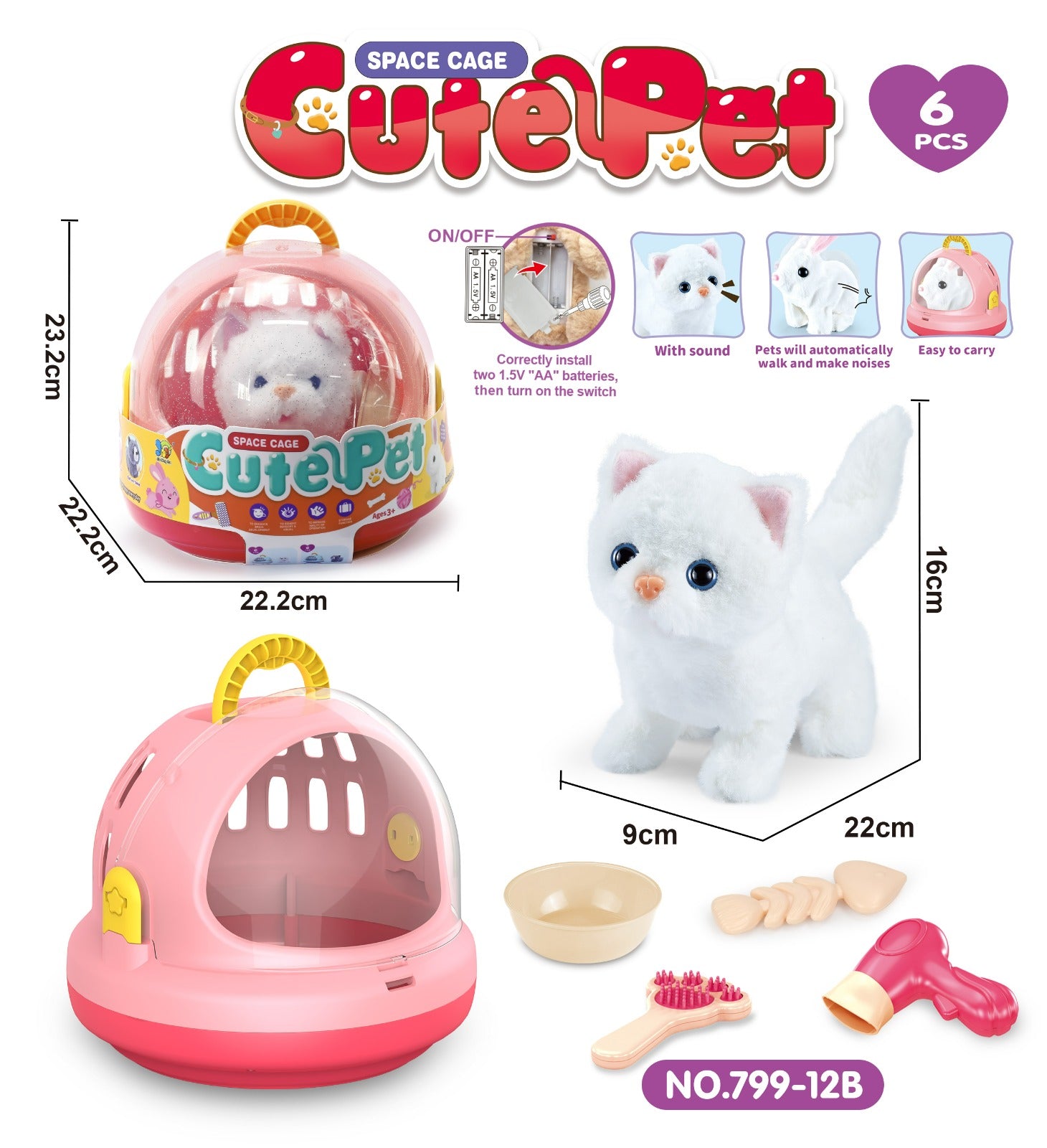 CUTE PET CAT WHITE SPACE CAGE